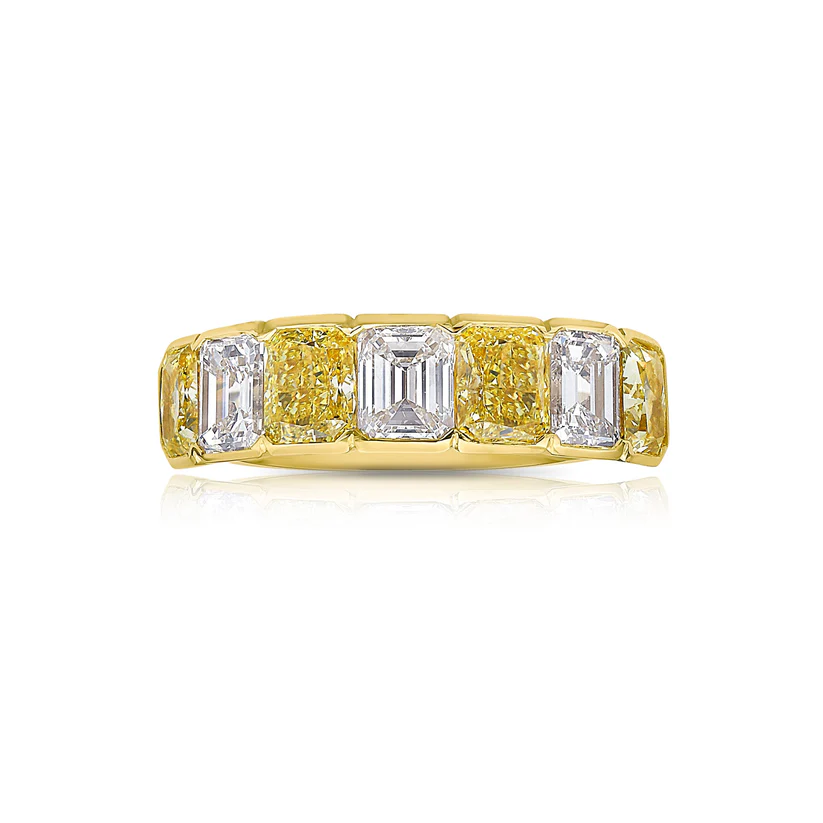 Fancy Yellow and White Diamond Eternity Ring