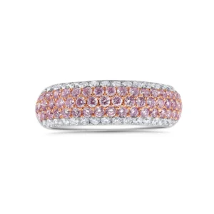 18K Two-Tone Gold Multi-Row Fancy Pink Diamond Statement Ring