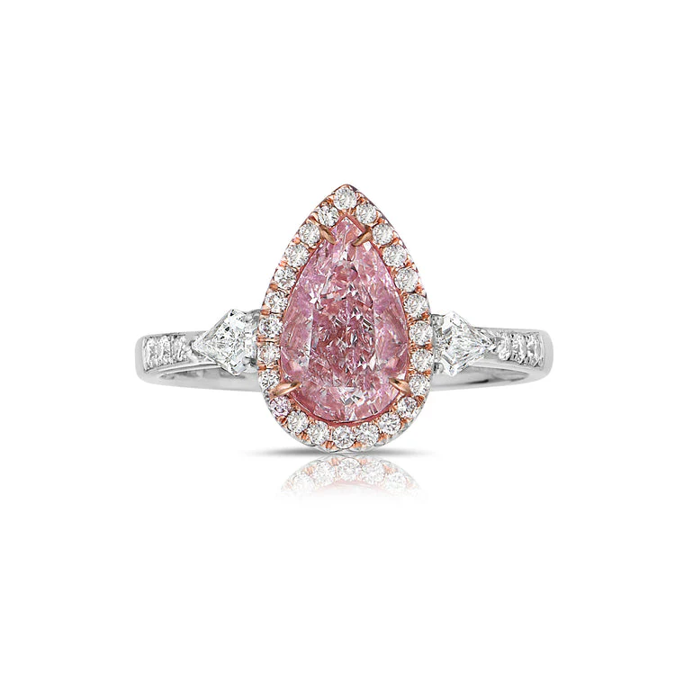 1.51 Carat pear pink diamond ring