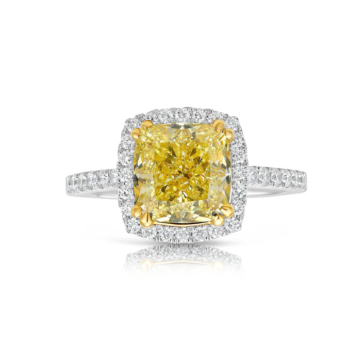 Fancy natural yellow engagement ring