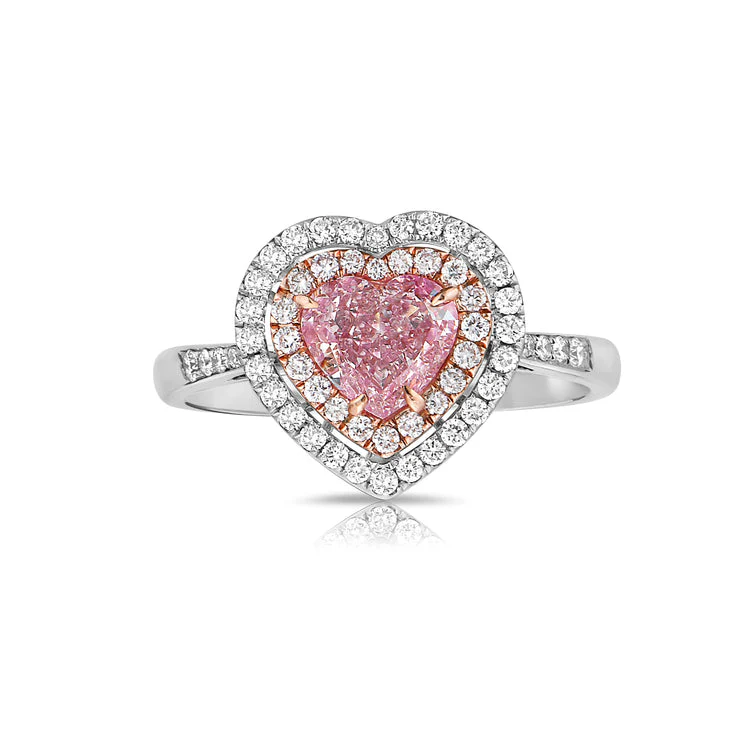 Heart Shaped Pink Diamond Ring
