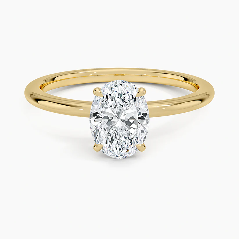 OvalLabDiamondSolitaireEngagementRingin18kYellowGold 1ct 1