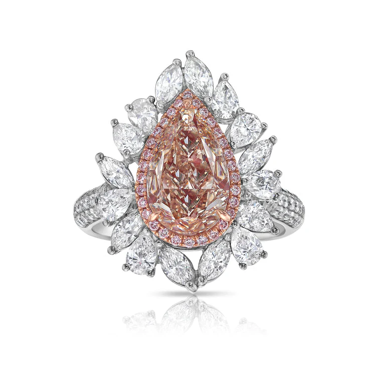 Pear Shape Peach Diamond Ring