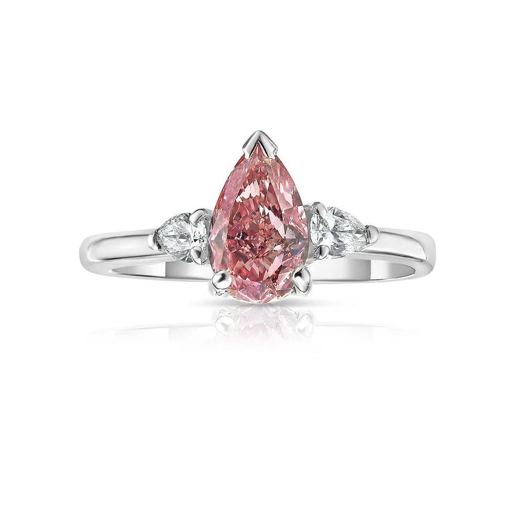 Pink Pear Shape Diamond Engagement Ring