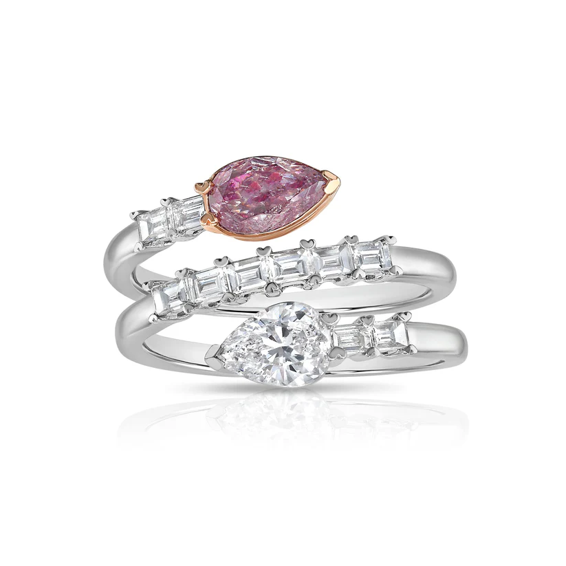 Pink and White Diamond Ring
