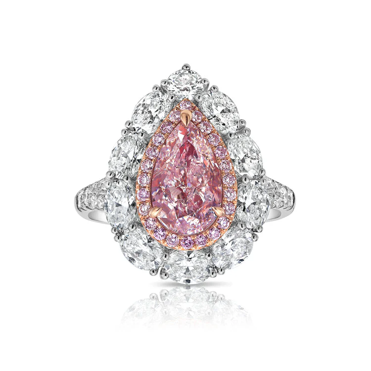 Pink pear shape diamond ring