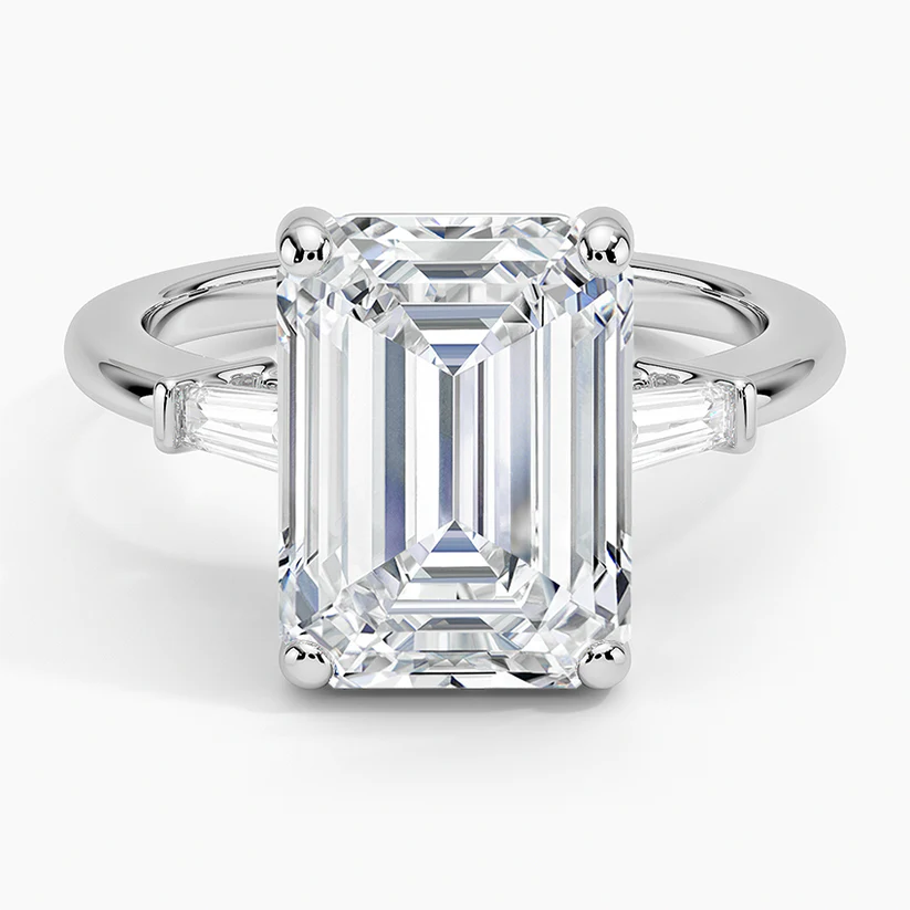 RoundLabDiamondinTapperTrilogyEngagementRingin18kWhiteGold 5ct 1