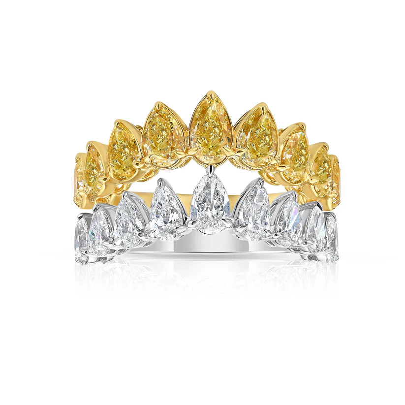 Yellow and White Diamond Ring