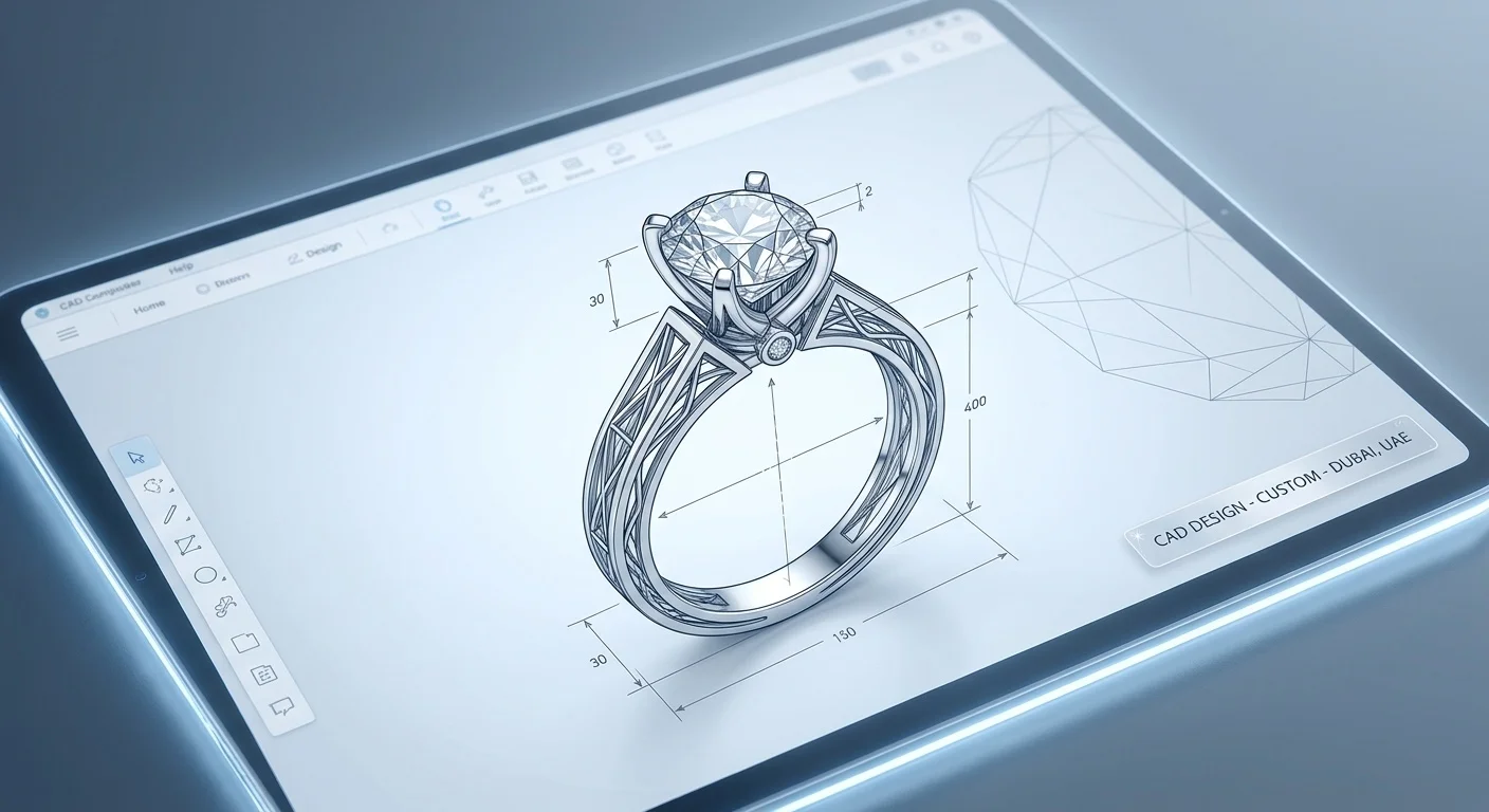 Custom engagement ring maker UAE digital CAD design of a diamond solitaire ring setting. custom engagement ring maker uae digital CAD design of a diamond solitaire ring setting.